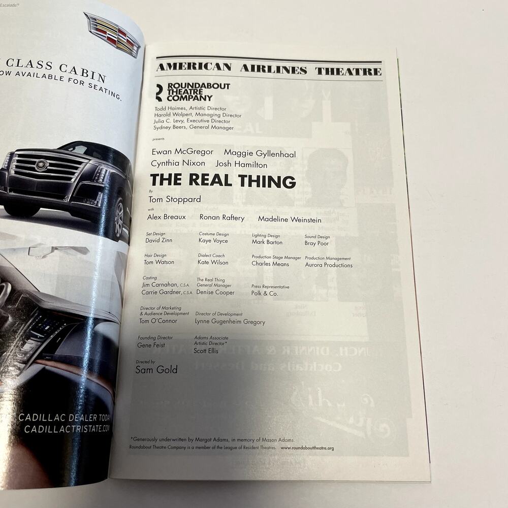 The Real Thing Playbill Broadway Ewan McGregor Maggie Gyllenhaal Cynthia Nixon - Picture 7 of 12